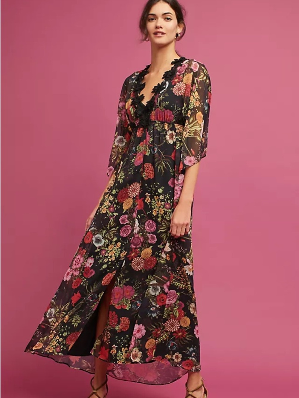 🌻🌺Farm Rio Laina Maxi Sheer Dress with Slip & 🎁👗